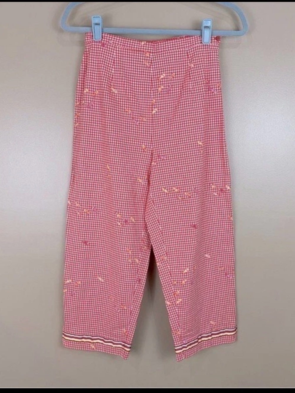 Vintage gingham capri fish trousers